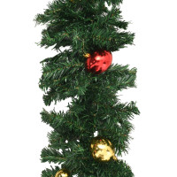 Produktbild för Julgirlanger 4 st med julkulor grön 270 cm PVC