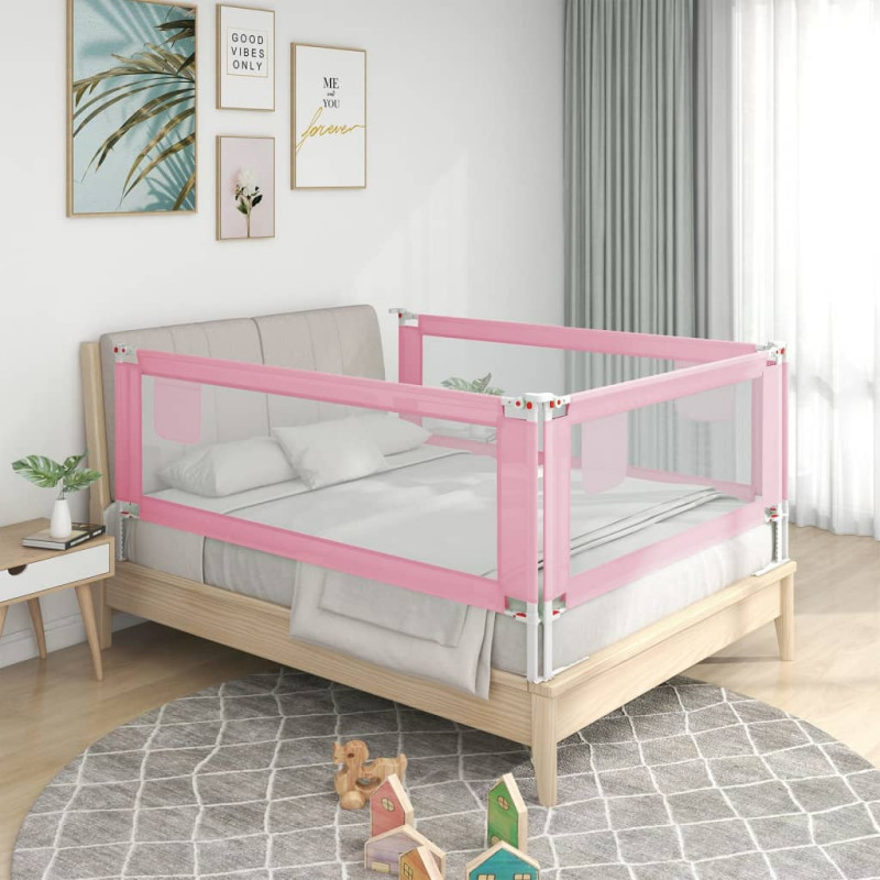 Produktbild för Sängskena för barn rosa 180x25 cm tyg