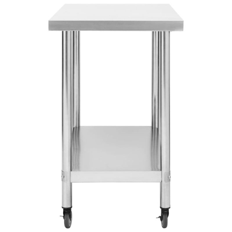 Produktbild för Arbetsbord med hjul 100x30x85 cm rostfritt stål