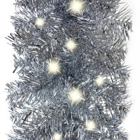 Produktbild för Julgirlang med LED-lampor 10 m silver