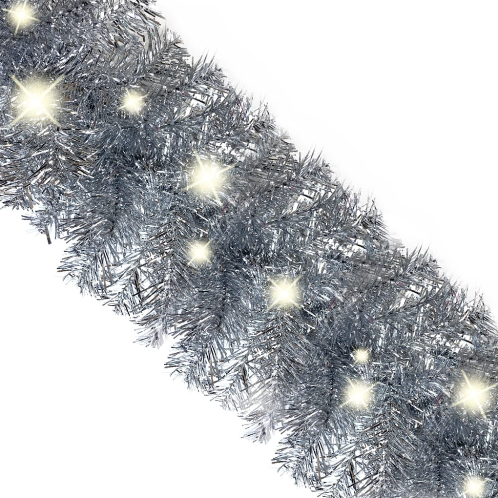 Produktbild för Julgirlang med LED-lampor 10 m silver