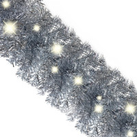 Produktbild för Julgirlang med LED-lampor 10 m silver