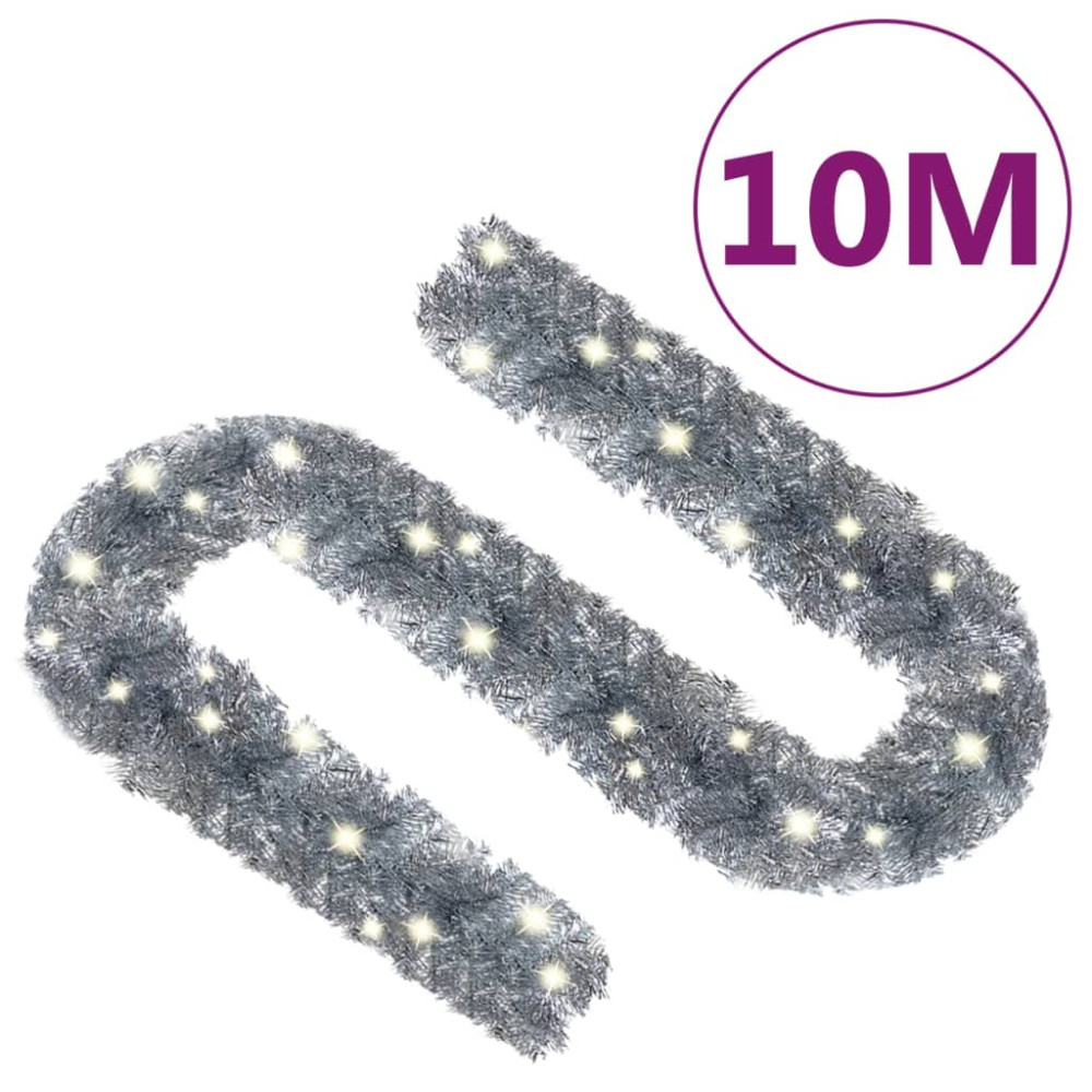 Produktbild för Julgirlang med LED-lampor 10 m silver