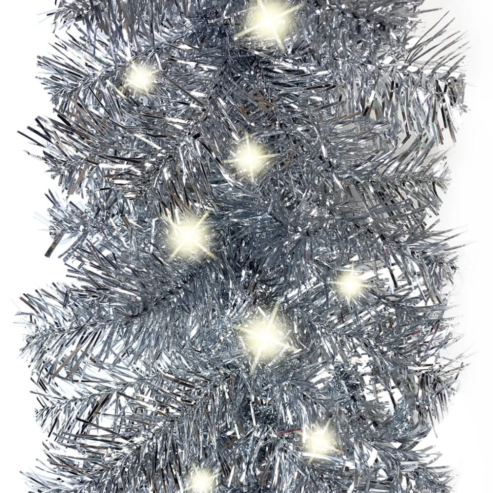 Produktbild för Julgirlang med LED-lampor 20 m silver