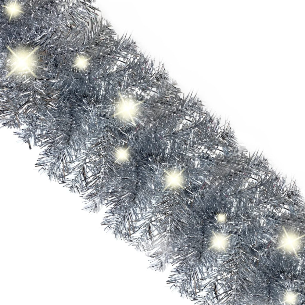 Produktbild för Julgirlang med LED-lampor 20 m silver