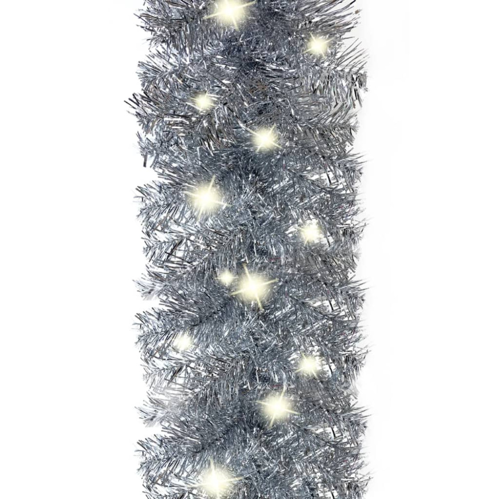 Produktbild för Julgirlang med LED-lampor 20 m silver