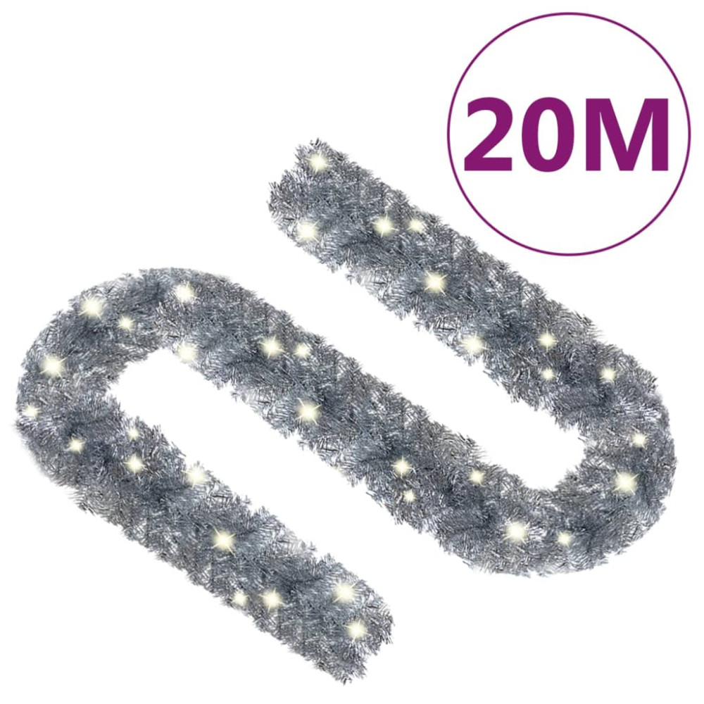 Produktbild för Julgirlang med LED-lampor 20 m silver