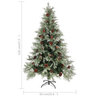 Produktbild för Belyst julgran med kottar grön&vit 120 cm PVC&PE