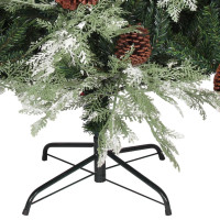 Produktbild för Belyst julgran med kottar grön&vit 150 cm PVC&PE