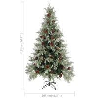 Produktbild för Belyst julgran med kottar grön&vit 195 cm PVC&PE