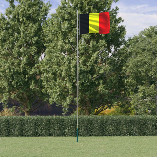 Belgiens flagga och flaggstång 6,23 m aluminium