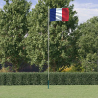 Miniatyr av produktbild för Frankrikes flagga och flaggstång 6,23 m aluminium