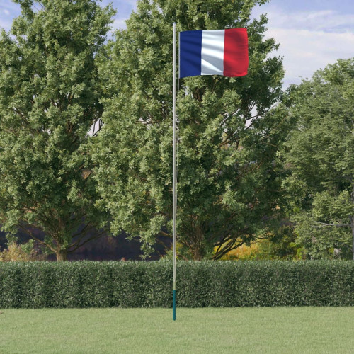 Frankrikes flagga och flaggstång 6,23 m aluminium
