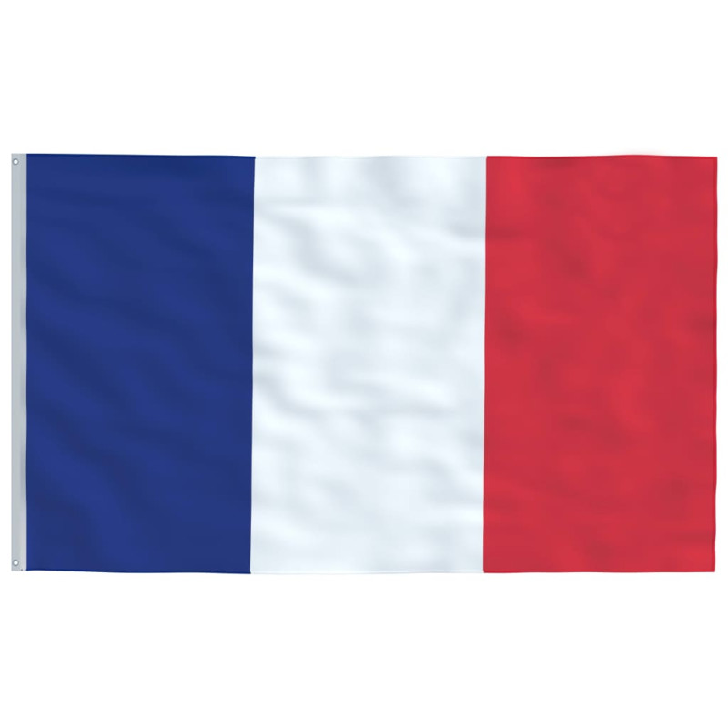 Produktbild för Frankrikes flagga och flaggstång 6,23 m aluminium