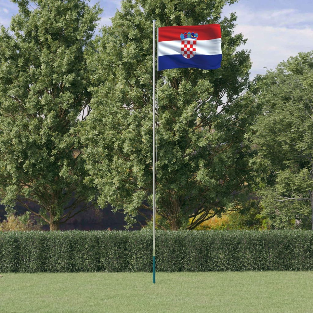 Produktbild för Kroatiens flagga med flaggstång 6,08 m aluminium