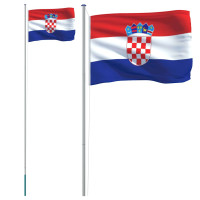 Produktbild för Kroatiens flagga med flaggstång 6,08 m aluminium