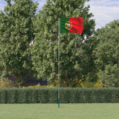 vidaXL Portugals flagga och flaggstång 5,55 m aluminium