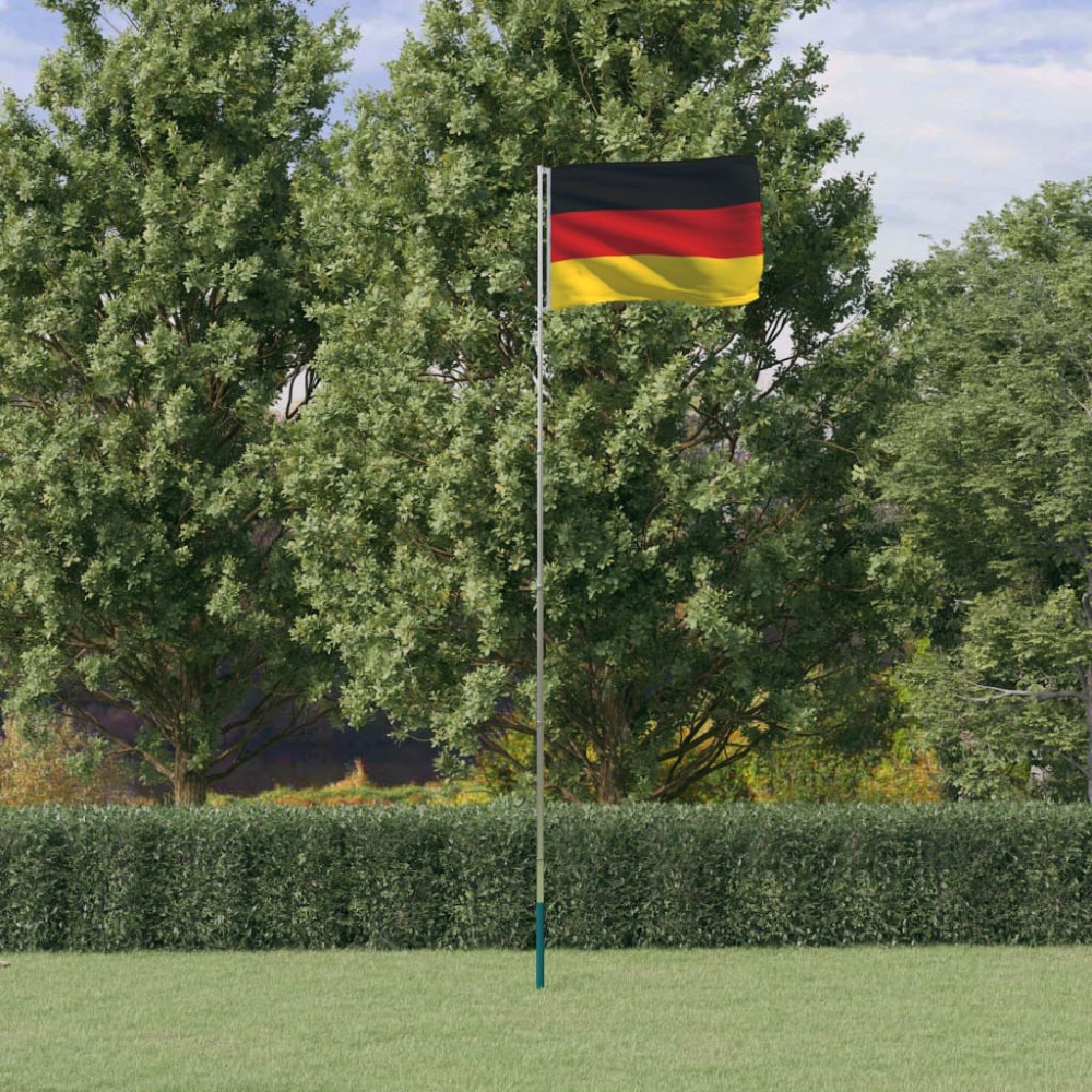 Produktbild för Tysklands flagga och flaggstång 5,5 m aluminium