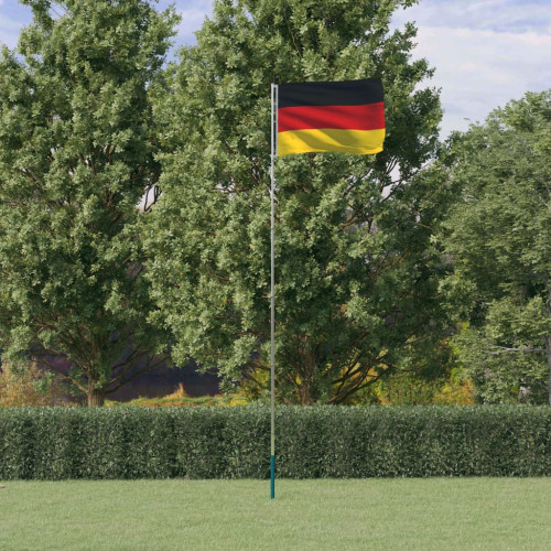 vidaXL Tysklands flagga och flaggstång 5,55 m aluminium