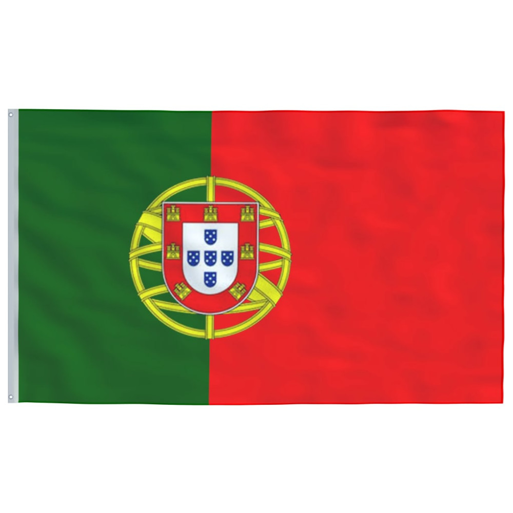 Produktbild för Portugals flagga och flaggstång 6,08 m aluminium
