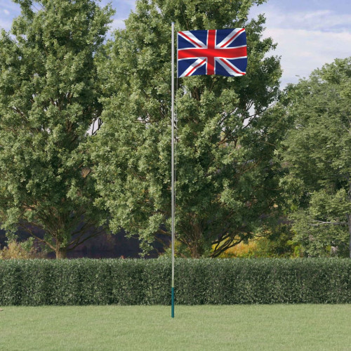 vidaXL Storbritanniens flagga och flaggstång 6,23 m aluminium