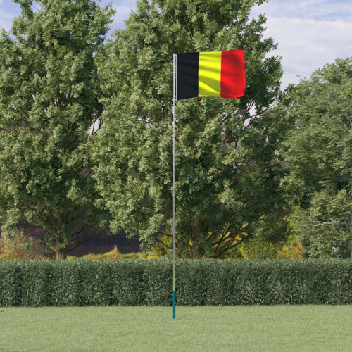 vidaXL Belgiens flagga och flaggstång 5,5 m aluminium