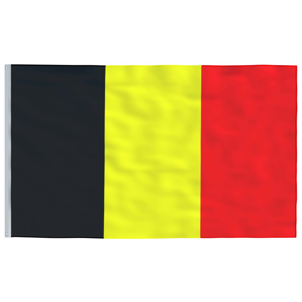 Produktbild för Belgiens flagga och flaggstång 5,5 m aluminium