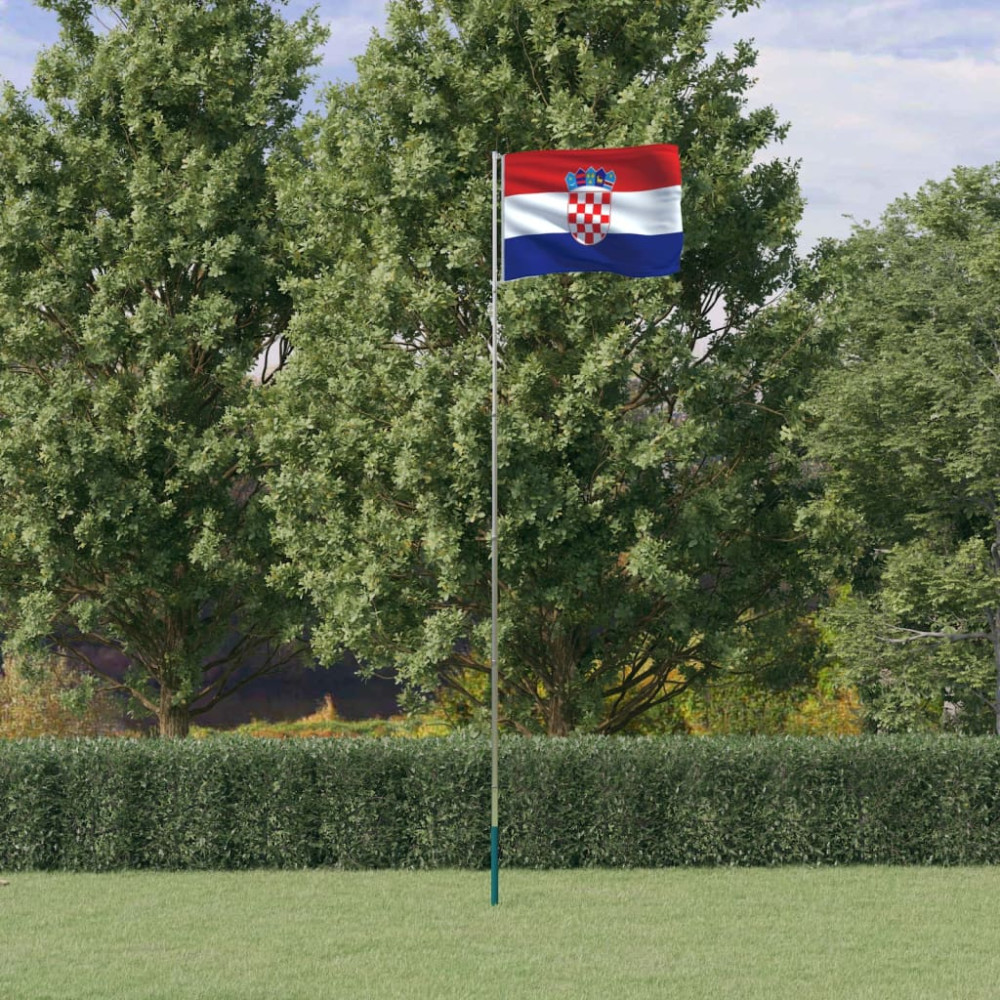 Produktbild för Kroatiens flagga med flaggstång 5,5 m aluminium