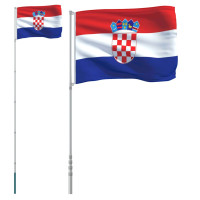 Produktbild för Kroatiens flagga med flaggstång 5,5 m aluminium