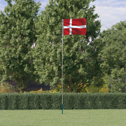 vidaXL Danmarks flagga med flaggstång 5,55 m aluminium