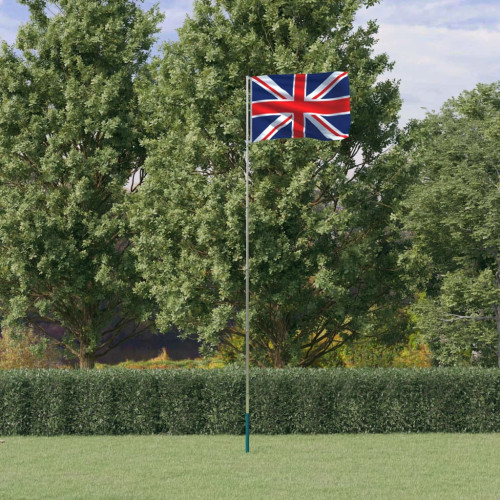 vidaXL Storbritanniens flagga och flaggstång 5,55 m aluminium