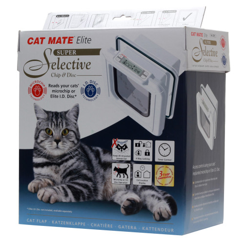 Pet Mate Kattdörr Closer Pets (CatMate) Elite Chip 355 Super Selective Vit 248x265mm