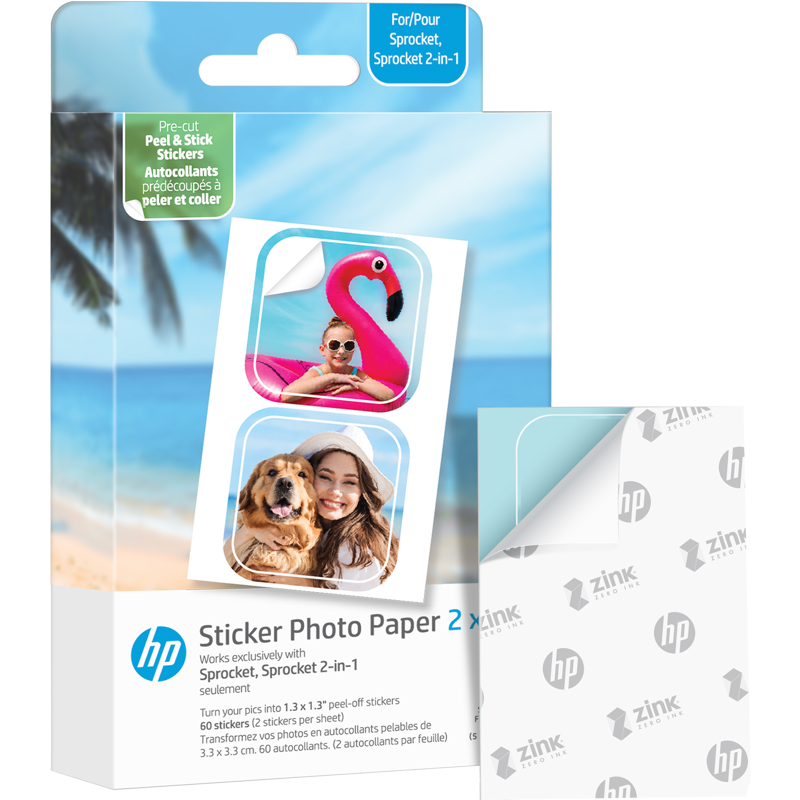 Produktbild för HP Sprocket Zink paper Luna 30-pack 2x3" pre-cut 1,3x1,3 sticker