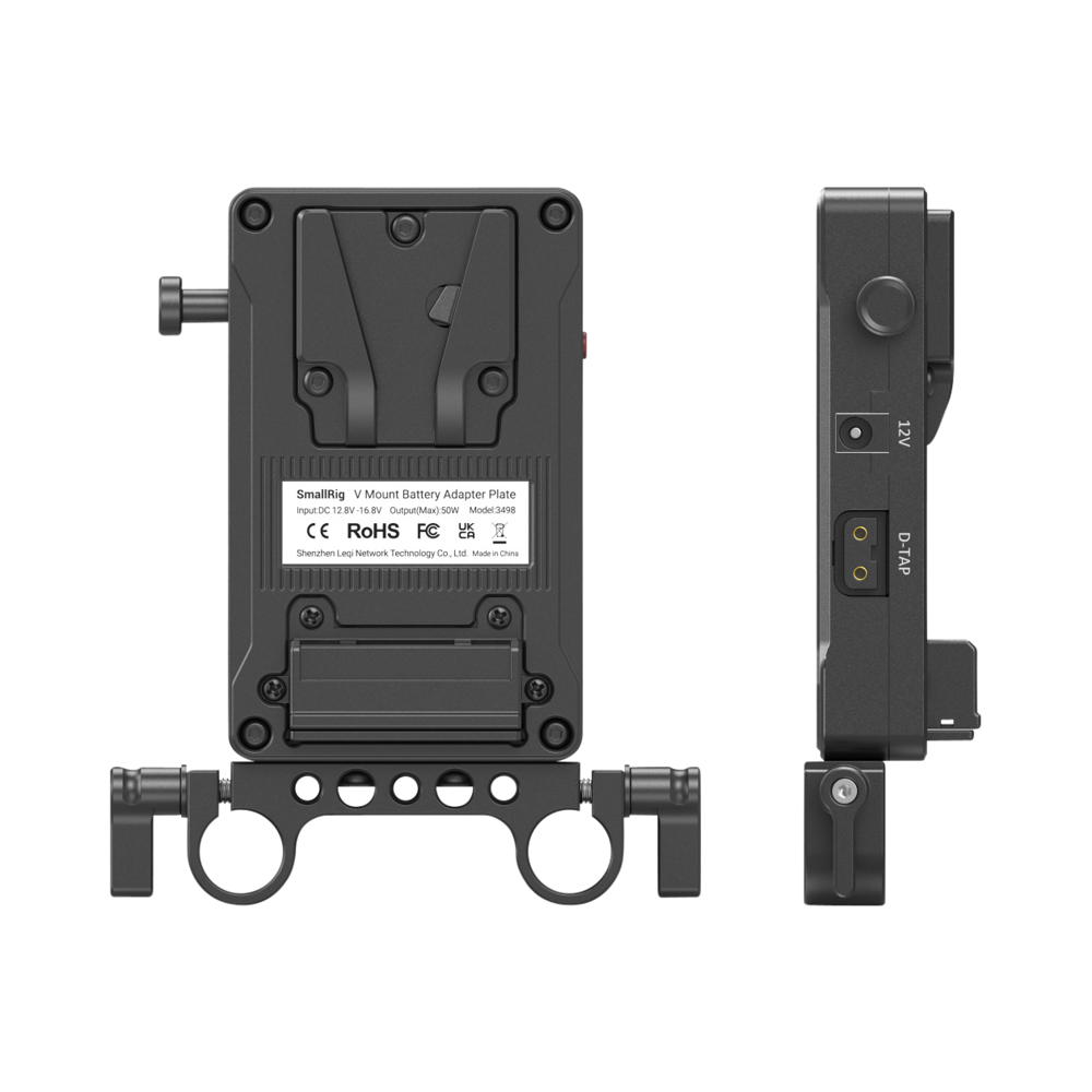 Produktbild för SmallRig 3498 Battery Adapter Plate V-Mount (Basic Version) with Dual Rod Clamp