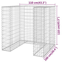 Produktbild för Gabionmur för soptunna galvaniserat stål 110x100x110 cm