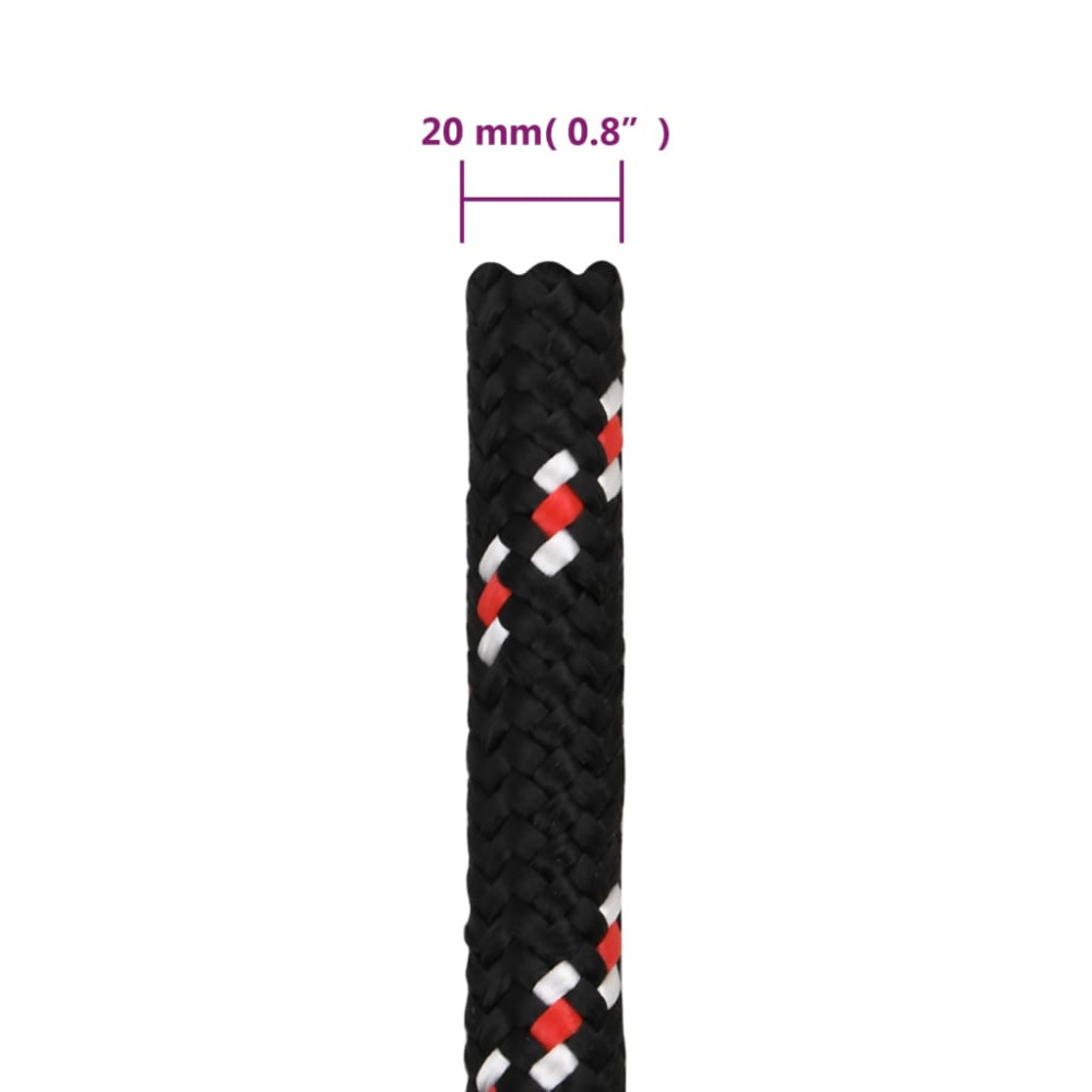 Produktbild för Båtlina svart 20 mm 100 m polypropen
