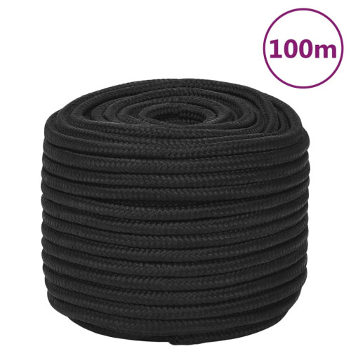vidaXL Båtlina helsvart 14 mm 100 m polypropen