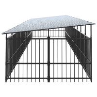 Produktbild för Hundgård för utomhusbruk med tak stål 18,77 m²