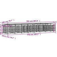 Produktbild för Hundgård för utomhusbruk med tak stål 15,02 m²
