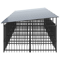 Produktbild för Hundgård för utomhusbruk med tak stål 11,26 m²