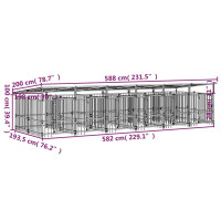 Produktbild för Hundgård för utomhusbruk med tak stål 11,26 m²