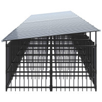 Produktbild för Hundgård för utomhusbruk med tak stål 18,77 m²