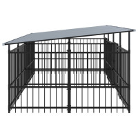 Produktbild för Hundgård för utomhusbruk med tak stål 7,51 m²