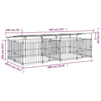 Produktbild för Hundgård för utomhusbruk med tak stål 7,51 m²