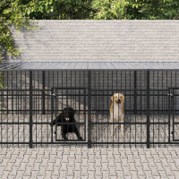 Produktbild för Hundgård för utomhusbruk med tak stål 15,02 m²