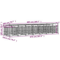 Produktbild för Hundgård för utomhusbruk med tak stål 13,14 m²