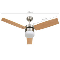 Produktbild för Takfläkt med lampa och fjärrkontroll 108 cm ljusbrun