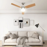Produktbild för Takfläkt med lampa och fjärrkontroll 108 cm ljusbrun