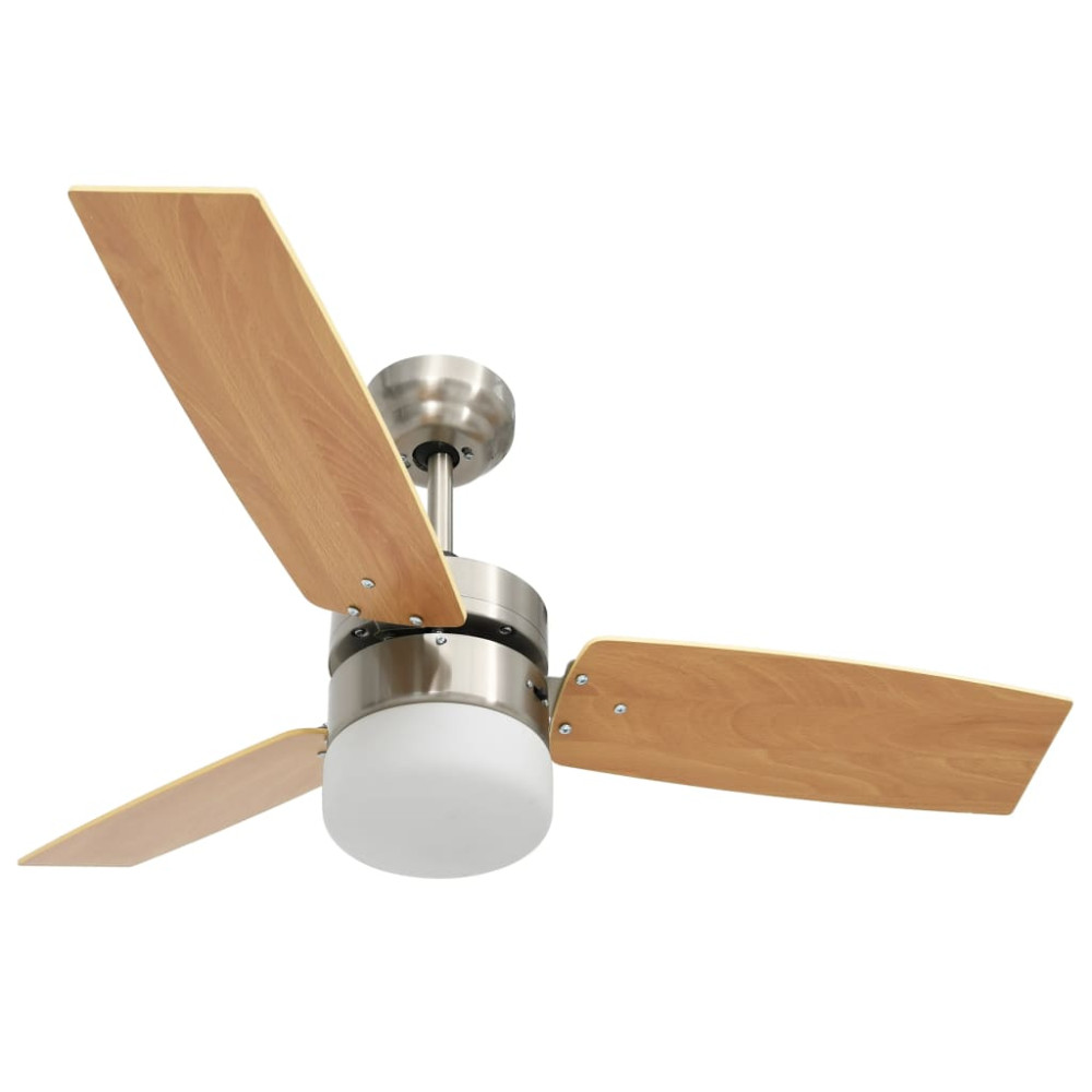 Produktbild för Takfläkt med lampa och fjärrkontroll 108 cm ljusbrun