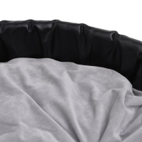 Produktbild för Hundbädd svart och grå 79x70x19 cm plysch och konstläder